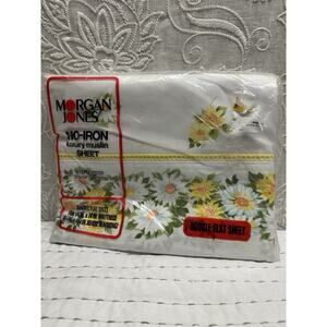 Vintage Morgan Jones No Iron Muslin Floral Maytime Double Flat Sheet 54" x 76"